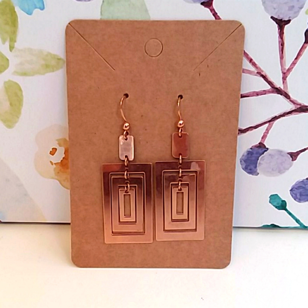 LR of Italy Bronze/Rose Gold Square Earrings